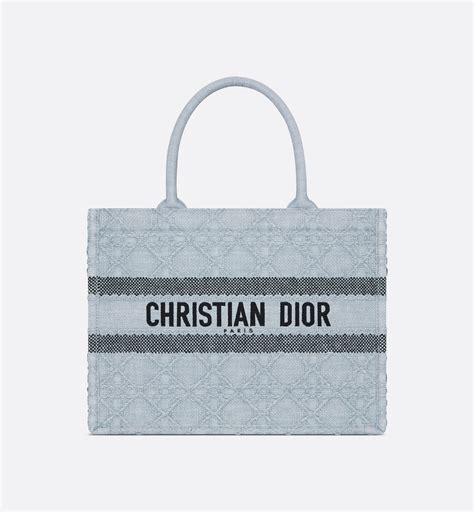 Borsa media Dior Book Tote Rafia Cannage celeste .